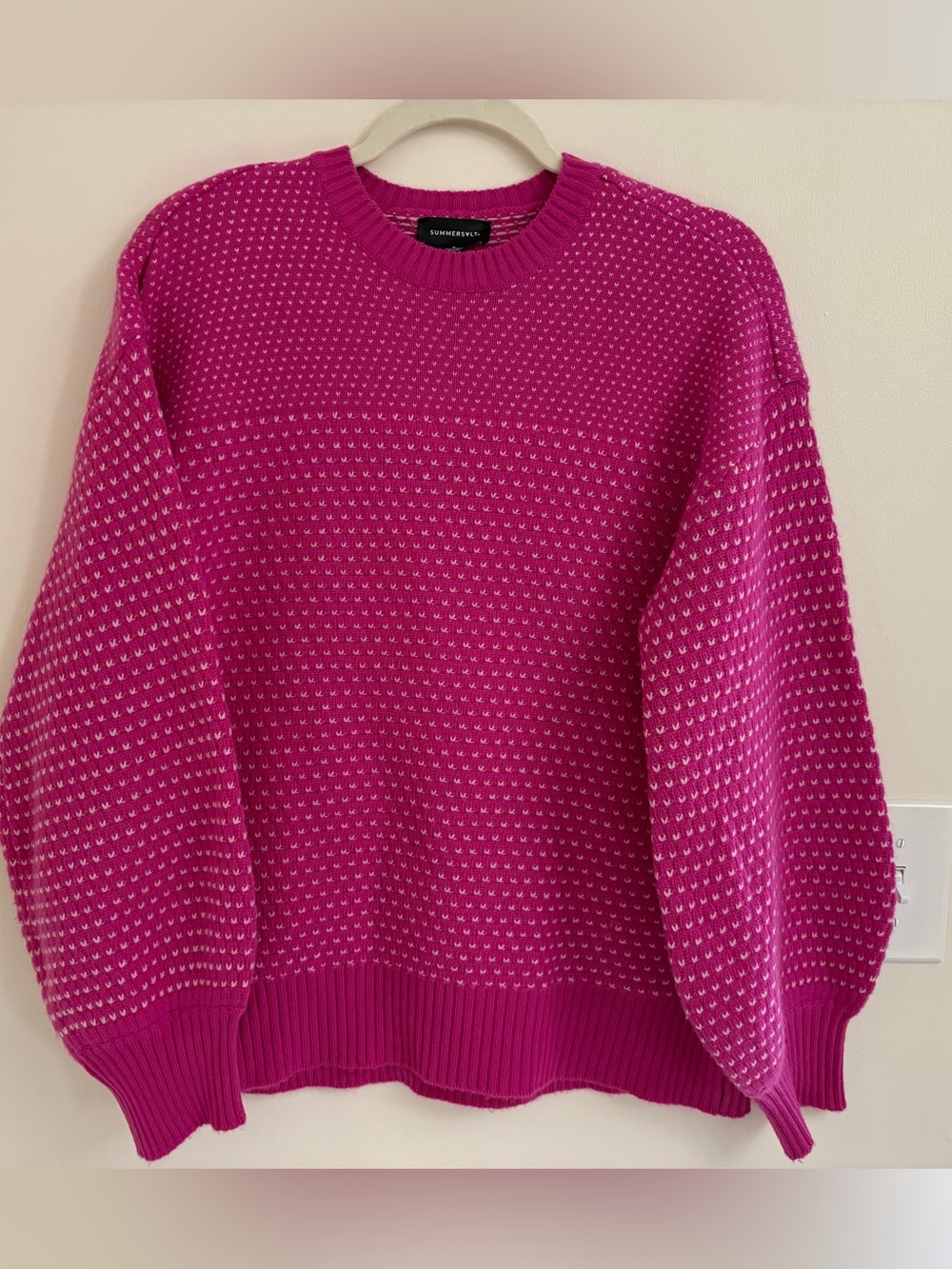 Summersalt Luxe Cashmere Blend Sweater M Hibiscus Pink Merino Wool Cashmere